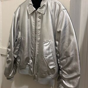 Zara Metallic Faux Leather Jacket
